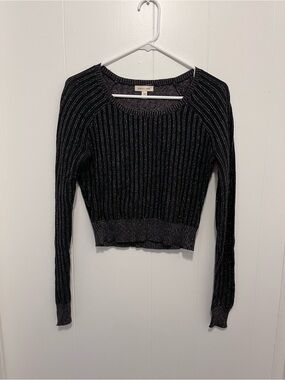 Silence + Noise Metallic Stripe Crop Shirt
